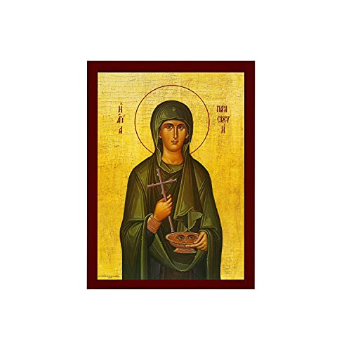 Saint Paraskevi Ikone, handgefertigte griechisch-orthodoxe Ikone des Heiligen Paraskevi von Rom, byzantinische Kunst Wandbehang Ikone Plakette, religiöse Dekoration von Generic
