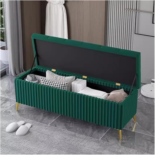 Samt Aufbewahrungsbank, Gepolsterte Getuftete Aufbewahrung Ottomane Extra Lange Aufbewahrungsbank Mit Goldenen Beinen, Ende des Bettes Gepolsterte Entayway Bank Für Das Wohnzimmer, Green, 120CM Samt Aufbewahrungsbank, Gepolsterte Getuftete Aufbewahrung Ottomane Extra Lange Aufbewahrungsbank Mit Goldenen Beinen, Ende des Bettes Gepolsterte Entayway Bank Für Das Wohnzimmer, Green, 120CM von Generic