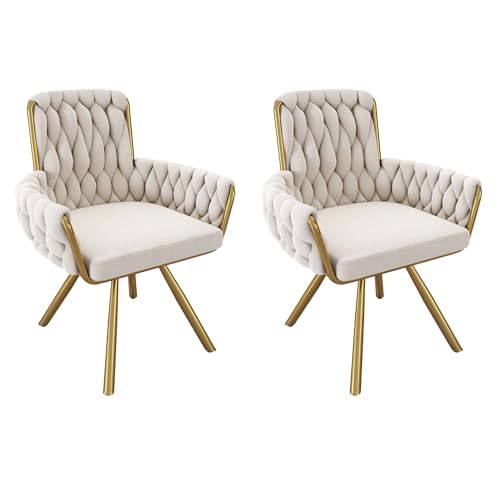 Samt Esszimmerstühle Set 360° Drehbar Lounge Sessel mit 4 Stützbeinen aus Metall Freizeit-Drehstuhl für Wohnzimmer Esszimmer Schlafzimmer Büro Studie 2-teilig Beige Samt Esszimmerstühle Set 360° Drehbar Lounge Sessel mit 4 Stützbeinen aus Metall Freizeit-Drehstuhl für Wohnzimmer Esszimmer Schlafzimmer Büro Studie 2-teilig Beige von Generic