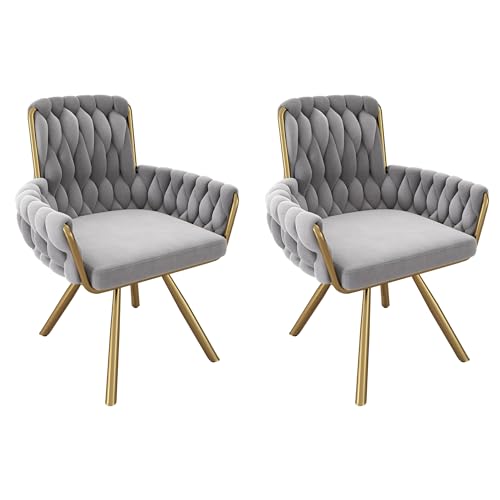 Samt Esszimmerstühle Set 360° Drehbar Lounge Sessel mit 4 Stützbeinen aus Metall Freizeit-Drehstuhl für Wohnzimmer Esszimmer Schlafzimmer Büro Studie 2-teilig Grau Samt Esszimmerstühle Set 360° Drehbar Lounge Sessel mit 4 Stützbeinen aus Metall Freizeit-Drehstuhl für Wohnzimmer Esszimmer Schlafzimmer Büro Studie 2-teilig Grau von Generic