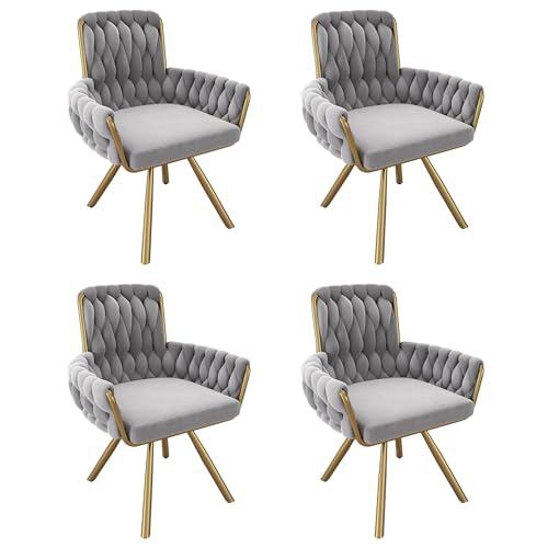 Samt Esszimmerstühle Set 360° Drehbar Lounge Sessel mit 4 Stützbeinen aus Metall Freizeit-Drehstuhl für Wohnzimmer Esszimmer Schlafzimmer Büro Studie 4-teilig Grau Samt Esszimmerstühle Set 360° Drehbar Lounge Sessel mit 4 Stützbeinen aus Metall Freizeit-Drehstuhl für Wohnzimmer Esszimmer Schlafzimmer Büro Studie 4-teilig Grau von Generic