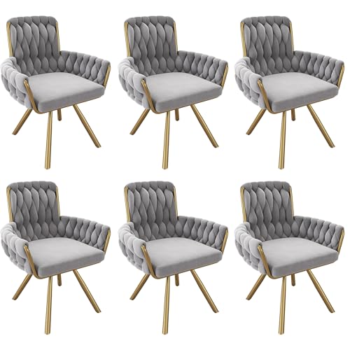 Samt Esszimmerstühle Set 360° Drehbar Lounge Sessel mit 4 Stützbeinen aus Metall Freizeit-Drehstuhl für Wohnzimmer Esszimmer Schlafzimmer Büro Studie 6-teilig Grau Samt Esszimmerstühle Set 360° Drehbar Lounge Sessel mit 4 Stützbeinen aus Metall Freizeit-Drehstuhl für Wohnzimmer Esszimmer Schlafzimmer Büro Studie 6-teilig Grau von Generic