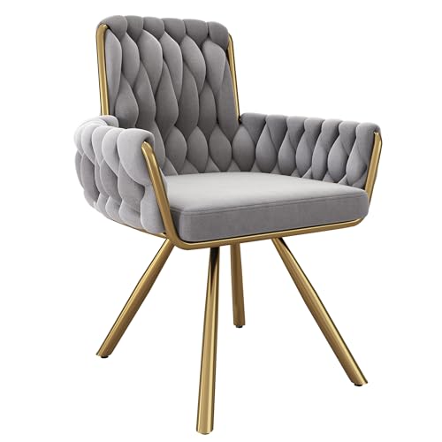 Samt Esszimmerstuhl 360° Drehbar Lounge Sessel mit 4 Stützbeinen aus Metall Freizeit-Drehstuhl für Wohnzimmer Esszimmer Schlafzimmer Büro Studie Grau 1St Samt Esszimmerstuhl 360° Drehbar Lounge Sessel mit 4 Stützbeinen aus Metall Freizeit-Drehstuhl für Wohnzimmer Esszimmer Schlafzimmer Büro Studie Grau 1St von Generic
