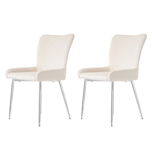 Samt Esszimmerstuhl Set mit 4 Metallstützbeinen Lounge-Stuhl Lendenwirbelstütze für Esszimmer Wohnzimmer Arbeitszimmer Küchenstühle bis 150 kg belastbar 2-teilig Beige+Silber Samt Esszimmerstuhl Set mit 4 Metallstützbeinen Lounge-Stuhl Lendenwirbelstütze für Esszimmer Wohnzimmer Arbeitszimmer Küchenstühle bis 150 kg belastbar 2-teilig Beige+Silber von Generic