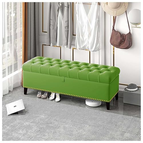 Samt Lagerung Ottoman Bank Moderne gepolsterte Eingangsbereich Bank mit Lagerung für Bad Wohnzimmer Foyer Indoor,Light Green,39x16x18in von Generic
