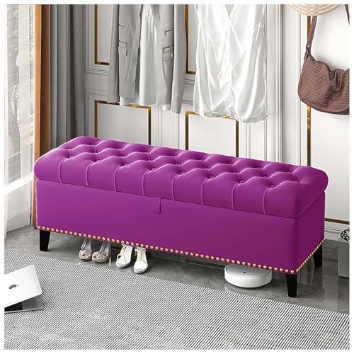 Samt Lagerung Ottoman Bank Moderne gepolsterte Eingangsbereich Bank mit Lagerung für Bad Wohnzimmer Foyer Indoor,Lila,31x16x18in von Generic