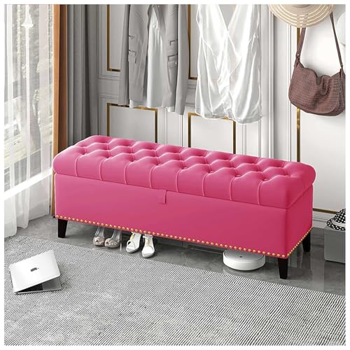 Samt Lagerung Ottoman Bank Moderne gepolsterte Eingangsbereich Bank mit Lagerung für Bad Wohnzimmer Foyer Indoor,Pink red,24x16x18in Samt Lagerung Ottoman Bank Moderne gepolsterte Eingangsbereich Bank mit Lagerung für Bad Wohnzimmer Foyer Indoor,Pink red,24x16x18in von Generic
