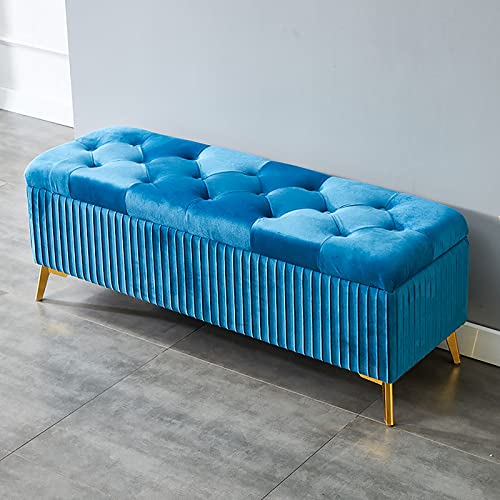 Samt Polsterhocker Wohnzimmerbank oder Bettende blau, 61 x 38 x 45 cm Samt Polsterhocker Wohnzimmerbank oder Bettende blau, 61 x 38 x 45 cm von Generic