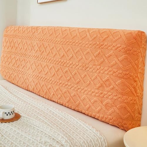 Samt-Stretch-Bettkopfteil-Schonbezug, All-Inclusive-Schutzbezug für die Schlafzimmerdekoration, maschinenwaschbar, universell(Orange,1.8m) von Generic