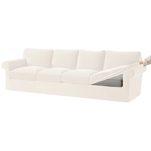 Samt Stretch Sofabezug Set mit separatem Kissen und Rückenlehne Abdeckung 9 Stück Gummiband passt 1/2/3/4 Sitz (große weiße Möbelabdeckung) von Generic