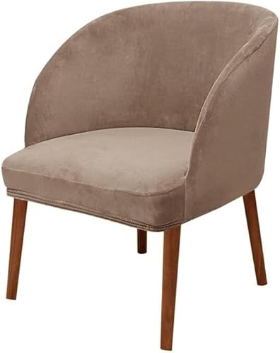 Samt Stuhlhusse Rundrücken Stretch Stuhlbezug Wingback Esszimmerstuhl Husse Stuhlabdeckung Schutzhülle – Waschbar, rutschfest, Strapazierfähig(Khaki,Set of 1) von Generic