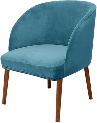 Samt Stuhlhusse Rundrücken Stretch Stuhlbezug Wingback Esszimmerstuhl Husse Stuhlabdeckung Schutzhülle – Waschbar, rutschfest, Strapazierfähig(Sky Blue,Set of 4) von Generic