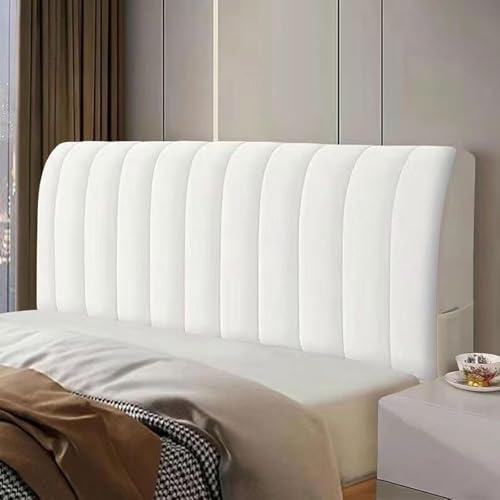 Samtplüsch-Bettkopfteil-Schonbezug - Superweicher, kurzer, gepolsterter Plüschbezug for die Rückenlehne des Bettkopfteils - Staubdichter Schutz for die Schlafzimmerdekoration(White,150cm) von Generic