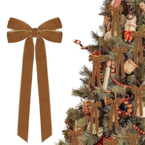 Samtschleifen für Weihnachtsbaum, elegante Vintage-Samtschleife für Baum, Zuhause, Kokette, Zimmer, Geburtstag, Party, Haustür, Hochzeit, Urlaub, Dekoration, Khaki, 12 Stück Samtschleifen für Weihnachtsbaum, elegante Vintage-Samtschleife für Baum, Zuhause, Kokette, Zimmer, Geburtstag, Party, Haustür, Hochzeit, Urlaub, Dekoration, Khaki, 12 Stück von Generic