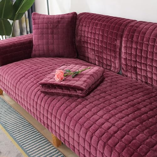 Samtsofabezug 1 2 3 4 Sitzer, Hundekatzen-Sofaschutz Anti-Rutsch-Couchbezug L-Form, Weicher Sofabezug Ecksofa-Sofa-Schutzbezug mit Rutschfester Unterseite,Lila,110x160cm von Generic