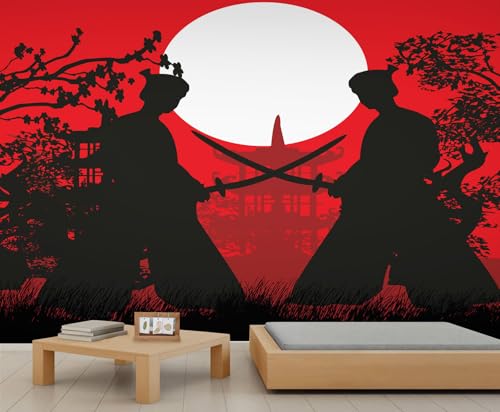 Samurai Tapete Rote Tapete für Schlafzimmer Weiße Runde Sonne Wandbilder für Wohnzimmer Kirschblüten Tapete Wandbild Großer Tv Hintergrund Schlafzimmer Gemälde Poster 300 X 210 cm Samurai Tapete Rote Tapete für Schlafzimmer Weiße Runde Sonne Wandbilder für Wohnzimmer Kirschblüten Tapete Wandbild Großer Tv Hintergrund Schlafzimmer Gemälde Poster 300 X 210 cm von Generic