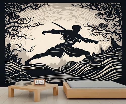 Samurai Tapete Wellen Büro Tapete Natur Wandbild Abstrakte Zweige Wolken Kinder Tapete für Schlafzimmer Wohnzimmer Wanddekoration 250 X 175 cm Samurai Tapete Wellen Büro Tapete Natur Wandbild Abstrakte Zweige Wolken Kinder Tapete für Schlafzimmer Wohnzimmer Wanddekoration 250 X 175 cm von Generic