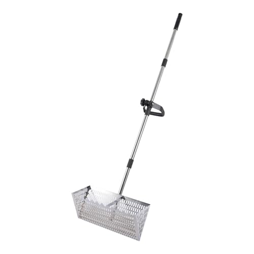 Sandflohharke, Groß Edelstahl Strandsand Sieb mit 134cm Langem Griff und 40x20cm Korb, Sandfloh, Rechens, Abnehmbarer Strand-Sandsieb, zum Sammeln von Flöhen und Muscheln (1PC) von Generic