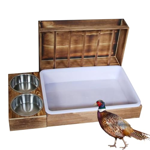 Sanitär-Tablett für Kaninchen mit Hennenspender, aus Holz, mit Box und Schüsseln, Anti-Verlust-Ständer für Käfig für kleine Kaninchen, Chinchilla, Hamster mit Futter von Generic