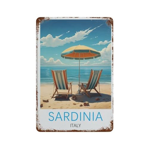 Sardinien Italien Vintage Reiseposter Blechschild Vintage Metallschilder Eisenmalerei Retro Metall Blechschild Poster Garten Wandkunst Schild für Haus Badezimmer Café (20x30 cm) von Generic