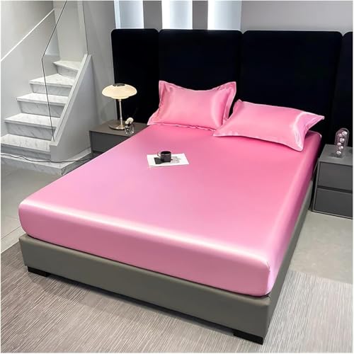 Satiniertes Wasserdichtes Spannbetttuch Kunstseidenmatratzenbezug Einfarbiges Elastisches Bandbettlaken Kleine Und Große Bettdecke Für EIN Einzelnes Doppel-Queen, Light Pink, 140x190x25cm 1pc Satiniertes Wasserdichtes Spannbetttuch Kunstseidenmatratzenbezug Einfarbiges Elastisches Bandbettlaken Kleine Und Große Bettdecke Für EIN Einzelnes Doppel-Queen, Light Pink, 140x190x25cm 1pc von Generic