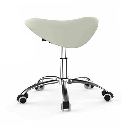 Sattelhocker, PU-Leder-Rollstuhl, Bürostuhl Mit Hydraulischer Höhe, Höhenverstellbar 51–61 cm, for Schönheitskliniken Zu Hause Und Im Büro, Tragkraft 200 Kg(White) von Generic