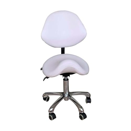 Sattelhocker mit Rückenstütze Ergonomischer Verstellbarer Hocker Rollender Kosmetikersitz für Heimzahnarztklinik Kosmetikstuhl, Weiß Sattelhocker mit Rückenstütze Ergonomischer Verstellbarer Hocker Rollender Kosmetikersitz für Heimzahnarztklinik Kosmetikstuhl, Weiß von Generic