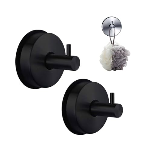 Saugnäpfe 2 Stück Saugnapfhaken,Handtuchhalter Saugnapf Handtuchhaken ohne Bohren Haken Saugnapf Haken Bad Küche Kleiderhaken Hooks,für Dusche Glastür Spiegel Fliesen bis zu 5 kg(Black) von Generic