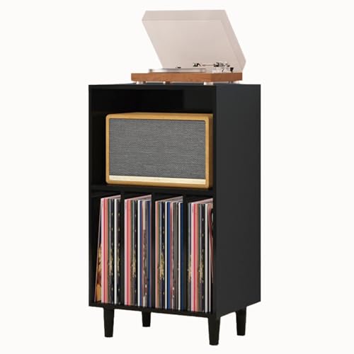 Schallplattenständer Runde Tischbeine Cd Regals，Multifunktionales Ablageregal，Geeignet für Wohn- und Schlafzimmer(Black) von Generic