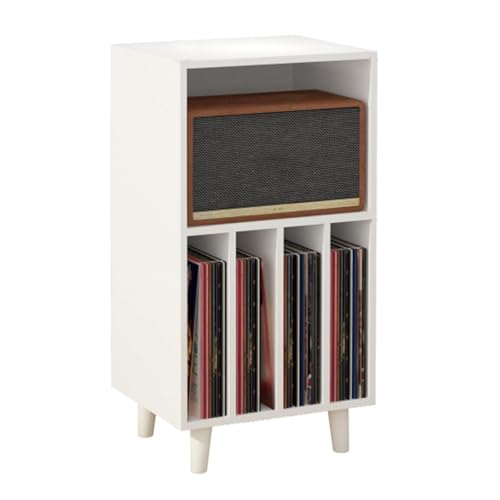Schallplattenständer Runde Tischbeine Cd Regals，Multifunktionales Ablageregal，Geeignet für Wohn- und Schlafzimmer(White) von Generic