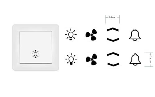 Schalter Aufkleber SET Licht Ventilator Pfeile Glocke Symbol Aufkleber (RPt3/1) (1,4 cm) von Generic