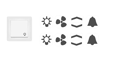 Schalter Aufkleber Set Aufkleber mit Licht Ventilator Pfeile und Glocken Aufkleber (RP 25/1) (10 mm, graue Symbole) von Generic
