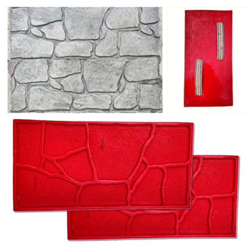 Schalungsform Beton, Betonformen mit Griffen, Steinstruktur, 60 x 30cm Betonstrukturhaut-Polyurethanstempel for Straßen, Wände von Generic