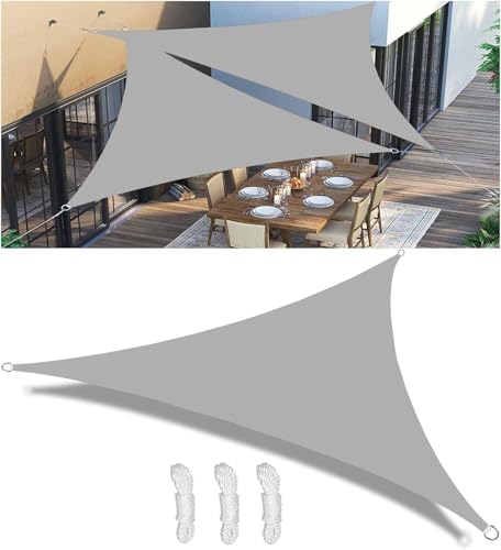 Schatten Segel wasserdichtes Dreieck im Freien Garten Schatten Segel Segel Baldachin 98% UV Blockierende Schatten Segel Polyester Tränenresistent für Gartenparty im Freien mit 3 Seilen, rot, von Generic