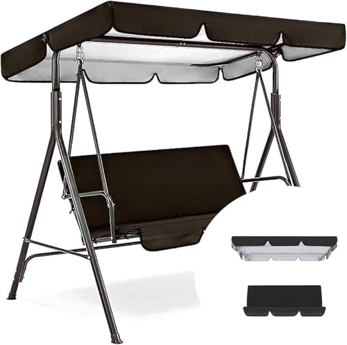 Schaukel Dach Ersatz - UV-Schutz 210D Oxford Stoff, Wasserdach Für 3-Sitzer Gartenschaukel, Terrasse, Garten & Spielplatz(Black,77x49x6inch/195x125x15cm) von Generic