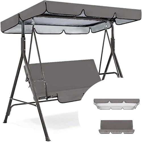 Schaukel Dach Ersatz - UV-Schutz 210D Oxford Stoff, Wasserdach Für 3-Sitzer Gartenschaukel, Terrasse, Garten & Spielplatz(Gray,65x45x6inch/164x114x15cm) von Generic