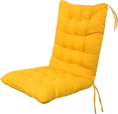 Schaukelstuhl, Stühle Mit Hoher Rückenlehne, Premium Getufteter Rückensitz, Stuhlpolster Mit Hoher Rückenlehne Für Den Außenbereich Mit Krawatten Für Den Innenbereich, Sc, Yellow von Generic