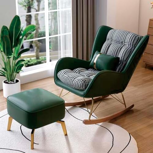 Schaukelstuhl Indoor, Relaxsessel, Schaukelstuhl Mit Ottomane, Moderner Schaukelstuhl Mit Rückenlehne Für Schlafzimmer Büro Wohnzimmer, Green, One Size Schaukelstuhl Indoor, Relaxsessel, Schaukelstuhl Mit Ottomane, Moderner Schaukelstuhl Mit Rückenlehne Für Schlafzimmer Büro Wohnzimmer, Green, One Size von Generic