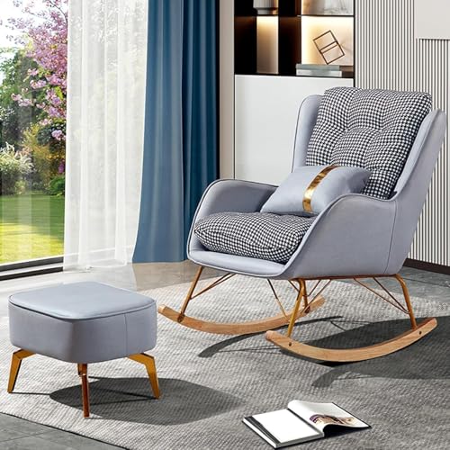 Schaukelstuhl Indoor, Relaxsessel, Schaukelstuhl Mit Ottomane, Moderner Schaukelstuhl Mit Rückenlehne Für Schlafzimmer Büro Wohnzimmer, Light Gray, One Size Schaukelstuhl Indoor, Relaxsessel, Schaukelstuhl Mit Ottomane, Moderner Schaukelstuhl Mit Rückenlehne Für Schlafzimmer Büro Wohnzimmer, Light Gray, One Size von Generic
