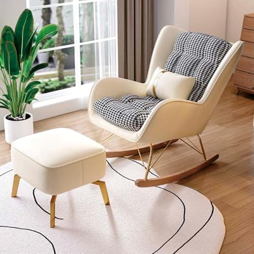 Schaukelstuhl Indoor, Relaxsessel, Schaukelstuhl Mit Ottomane, Moderner Schaukelstuhl Mit Rückenlehne Für Schlafzimmer Büro Wohnzimmer, Off-White, One Size Schaukelstuhl Indoor, Relaxsessel, Schaukelstuhl Mit Ottomane, Moderner Schaukelstuhl Mit Rückenlehne Für Schlafzimmer Büro Wohnzimmer, Off-White, One Size von Generic