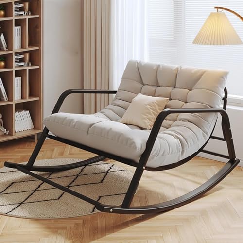 Schaukelstuhl Kinderzimmer, übergroße Terrassenschaukelstühle Mit Hoher Rückenlehne Sessel Bequemer Beistellstuhl, 440lbs Support Schaukelstühle, Moderne, Grey, Black 92x137cm von Generic