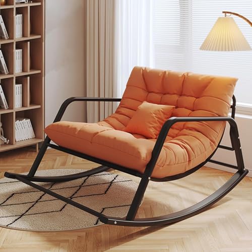Schaukelstuhl Kinderzimmer, übergroße Terrassenschaukelstühle Mit Hoher Rückenlehne Sessel Bequemer Beistellstuhl, 440lbs Support Schaukelstühle, Moderne, Orange, Black 92x137cm Schaukelstuhl Kinderzimmer, übergroße Terrassenschaukelstühle Mit Hoher Rückenlehne Sessel Bequemer Beistellstuhl, 440lbs Support Schaukelstühle, Moderne, Orange, Black 92x137cm von Generic