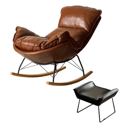 Schaukelstuhl Mit Fußstütze Rahmen Aus Karbonstahl Gebogene Beine Mit Kippschutz Abnehmbarer Sitz Passt Sich Der Körperform An for Gärten Und Terrassen(Brown) von Generic