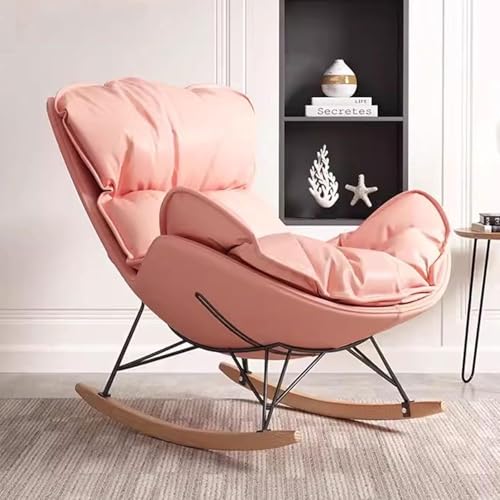 Schaukelstuhl Rocker Chair Moderner Stuhl Für Das Wohnzimmer, Gepolsterter Rocker Glider Chair, Relaxing Chair Lounge Chair Single, Side Chair Dickes Kissen, Pink, Size Schaukelstuhl Rocker Chair Moderner Stuhl Für Das Wohnzimmer, Gepolsterter Rocker Glider Chair, Relaxing Chair Lounge Chair Single, Side Chair Dickes Kissen, Pink, Size von Generic