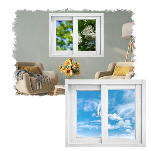 Schiebefenster aus Aluminiumlegierung Horizontal Schiebbar Fenster mit Transparentem Glas und Bildschirmfenster für Ersatz Kellerfenster Badezimmer Garagen Schiebefenster aus Aluminiumlegierung Horizontal Schiebbar Fenster mit Transparentem Glas und Bildschirmfenster für Ersatz Kellerfenster Badezimmer Garagen von Generic
