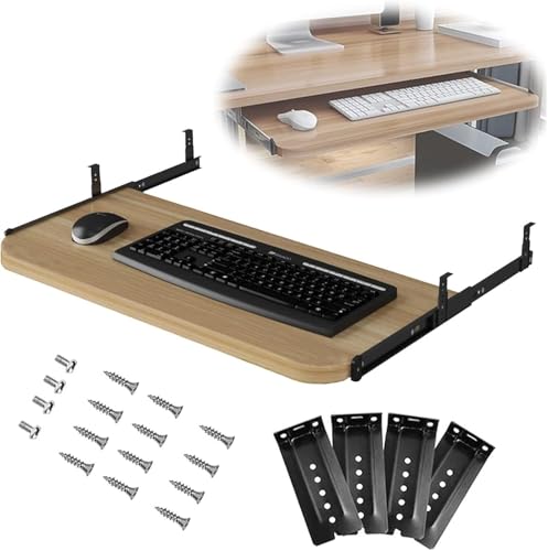 Schiebestütze Für Computermaustastatur Mit Schublade Regal Tablett 540/600/700×270mm Für Schreibtisch Und Pc-Tisch Unter Schreibtischschublade Tastaturablage Platz Spare, Walnut, 60x27cm von Generic