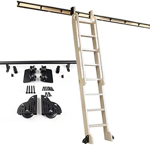 Schiebetür Kit 3,3 Ft-13 Ft Schiebeleiter Bibliothek Hardware Rollschiene Kit, 16ft/500cm Track kit von Generic