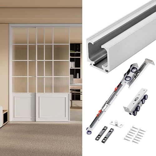 Schiebetürschienen-Set Zur Deckenmontage Mit Soft-Close-Mechanismus, Rolltor-Hardware-Set Für Die Garage, Schiebetürrahmen-Set Mit Soft-Close-Mechanismus/Sier-White/1.6M/5.2Ft Schiebetürschienen-Set Zur Deckenmontage Mit Soft-Close-Mechanismus, Rolltor-Hardware-Set Für Die Garage, Schiebetürrahmen-Set Mit Soft-Close-Mechanismus/Sier-White/1.6M/5.2Ft von Generic