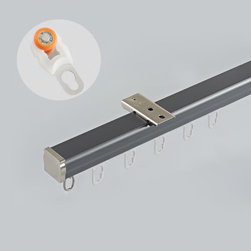 Schiene Gardinenstange, 0.7–6.0M Vorhangschienen Set, Aluminium-Deckenschiene, Decken- Oder Wandmontage, Raumteiler(Grey,9.2FT/280CM) von Generic