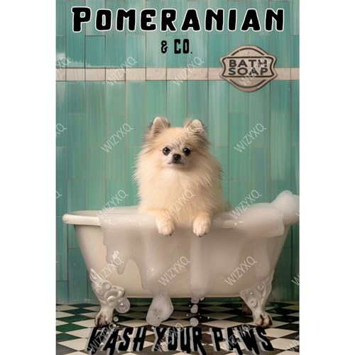 Schild Hunde-Badeseife „Pomeranian“ – Waschen Sie Ihre Pfoten Blechschilder Mustige Poster Für Club Pub Wohnzimmer Innenbereich S Schild Hunde-Badeseife „Pomeranian“ – Waschen Sie Ihre Pfoten Blechschilder Mustige Poster Für Club Pub Wohnzimmer Innenbereich S von Generic